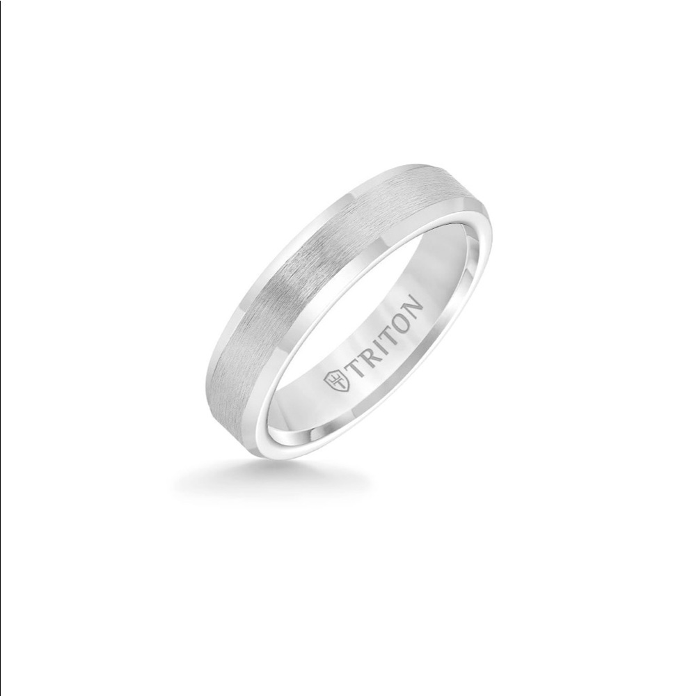 New 5MM Tungsten Ring -Brush Finish and Bevel Edge